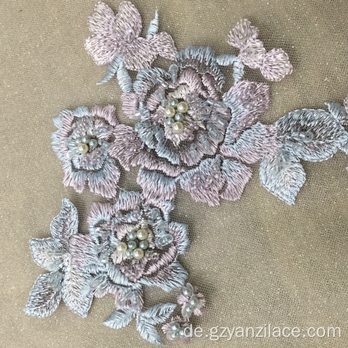 Blau-rosa Blumen-Polyester-Ineinander greifen-handgemachter Blumen-Stoff